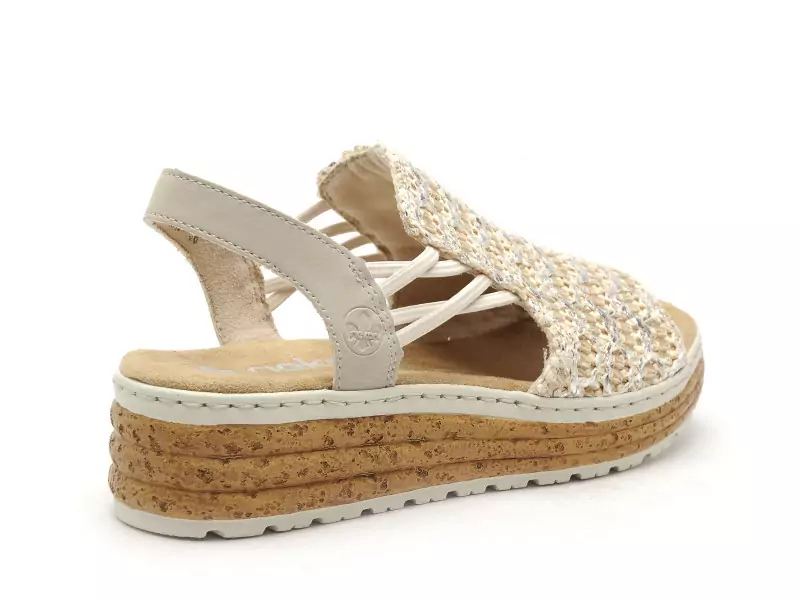 Rieker 62741 Beige Sandales à Talons Femme