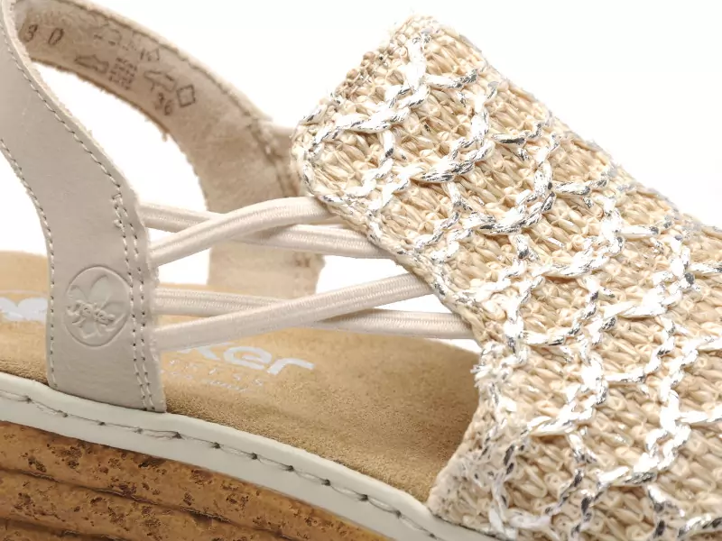 Rieker 62741 Beige Sandales à Talons Femme