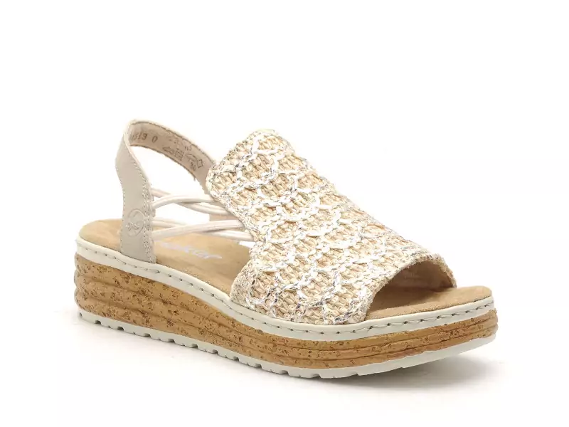 Rieker 62741 Beige Sandales à Talons Femme