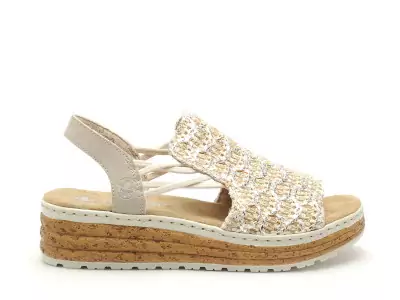 62741 Beige Sandales à Talons Femme