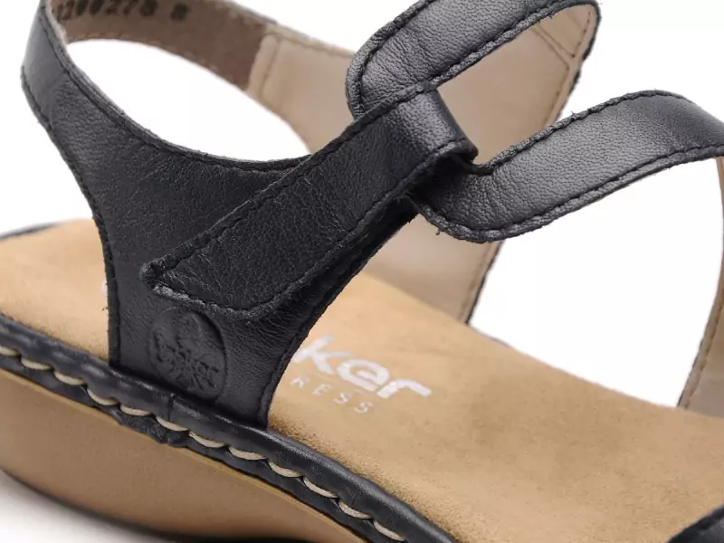 Rieker 659C7 Bleu Sandales Plates Femme