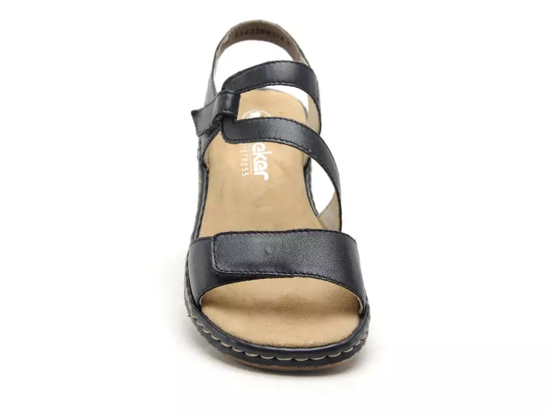 Rieker 659C7 Bleu Sandales Plates Femme