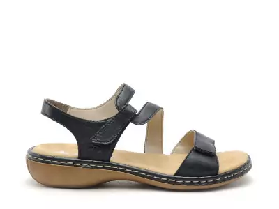 659C7 Bleu Sandales Plates Femme