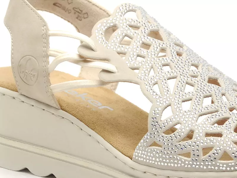 Rieker 67465 Beige Sandales à Talons Femme