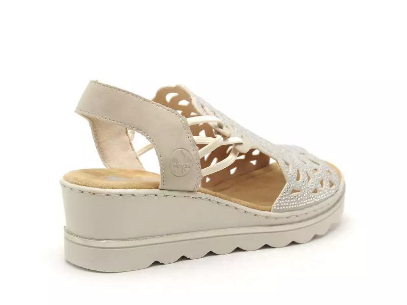 Rieker 67465 Beige Sandales à Talons Femme