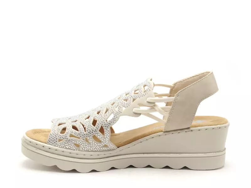 Rieker 67465 Beige Sandales à Talons Femme