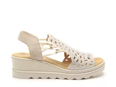 67465 Beige Sandales à Talons Femme