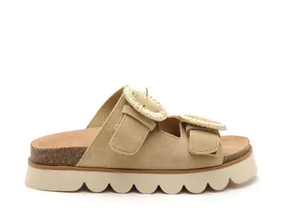 SANDY SLAPE Beige Mules et Sabots à Talons Femme