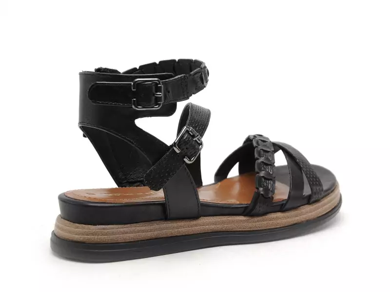 Tamaris 28210 44 Noir Sandales Plates Femme