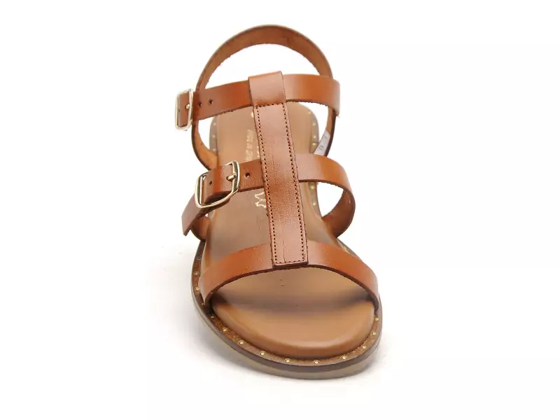  11616 Marron Sandales Plates Femme