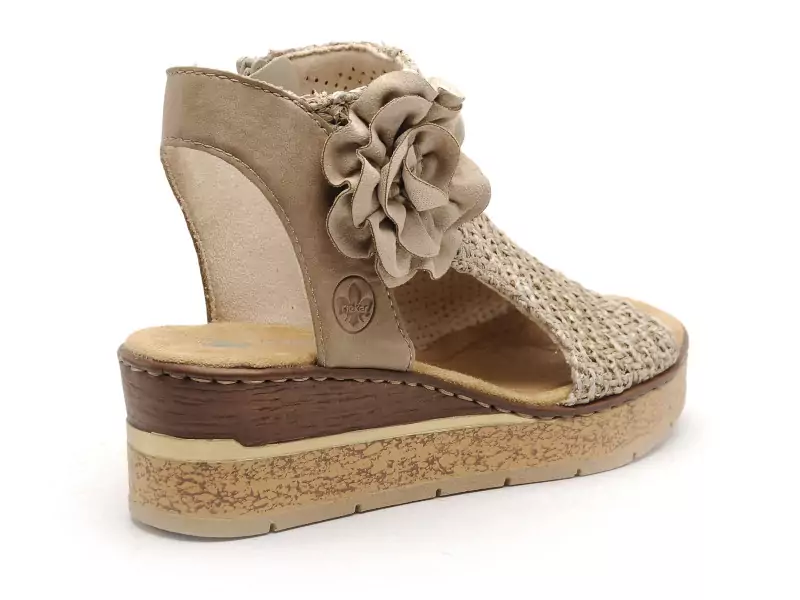 Rieker 63791 Beige Sandales à Talons Femme