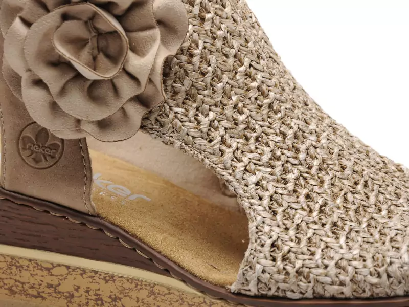 Rieker 63791 Beige Sandales à Talons Femme