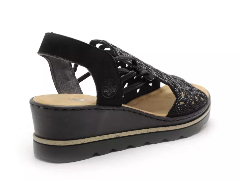 Rieker 67465 Noir Sandales à Talons Femme