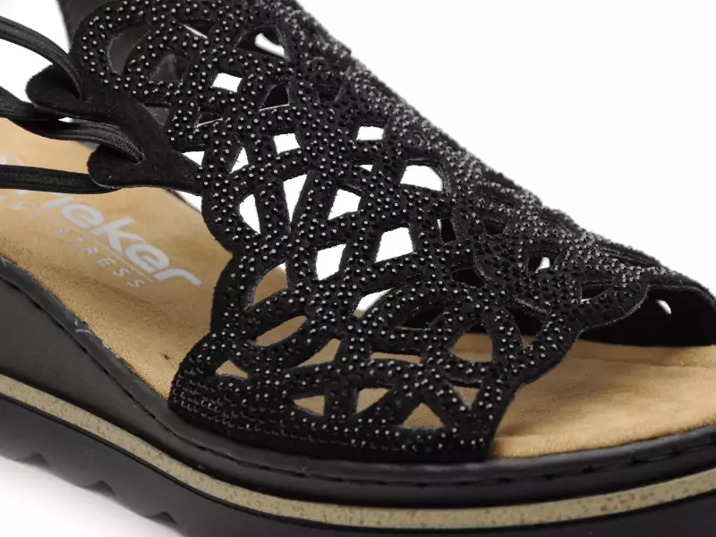 Rieker 67465 Noir Sandales à Talons Femme