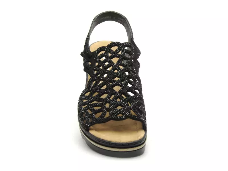 Rieker 67465 Noir Sandales à Talons Femme