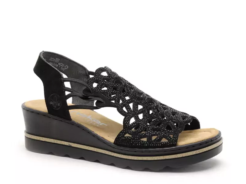 Rieker 67465 Noir Sandales à Talons Femme