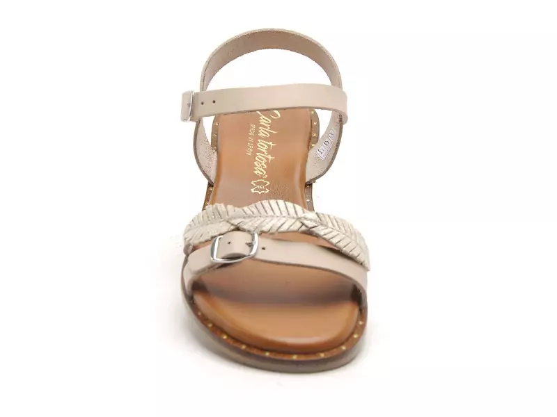  11735 Beige Sandales Plates Femme