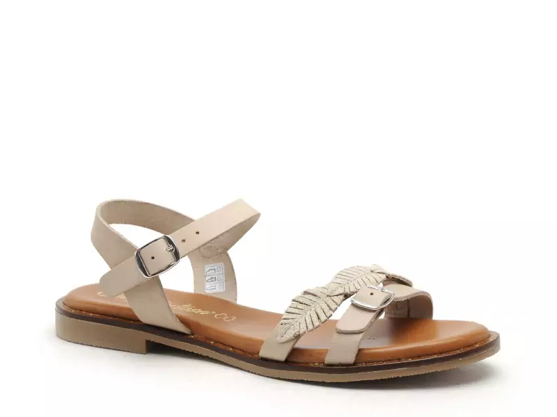  11735 Beige Sandales Plates Femme