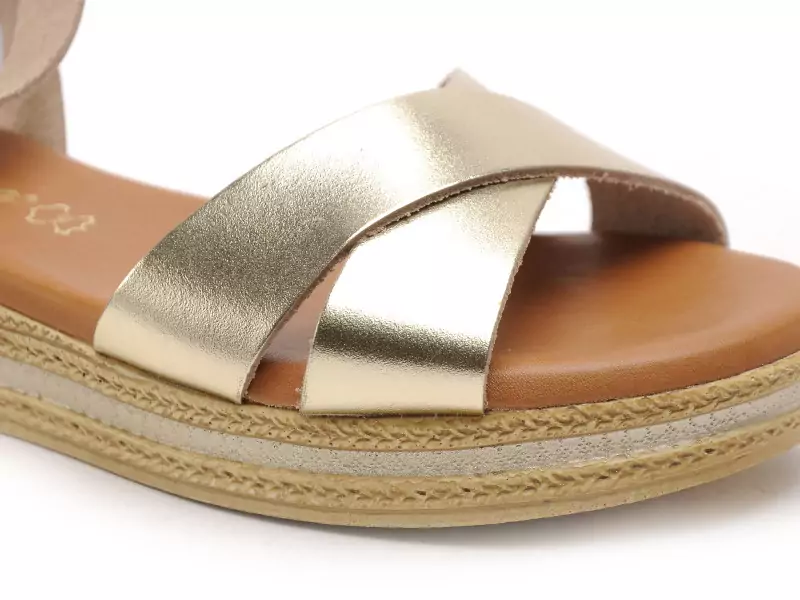  14749 Or Sandales Plates Femme