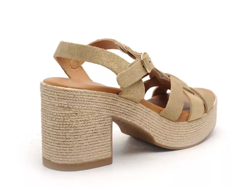  32563 Beige Sandales à Talons Femme