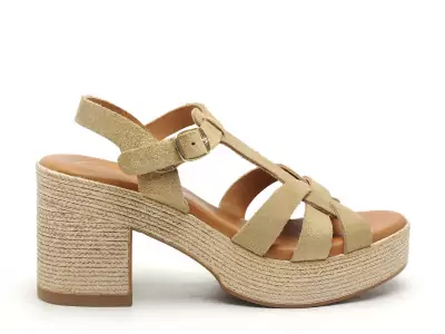 32563 Beige Sandales à Talons Femme