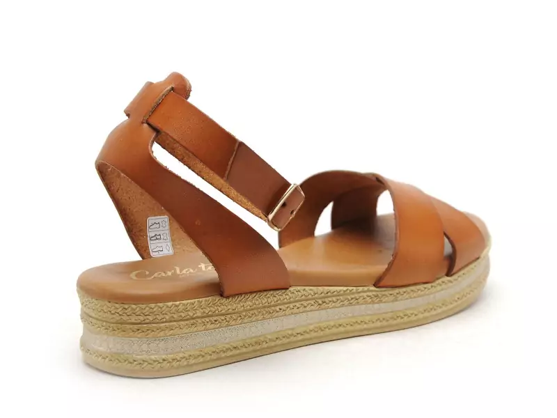 14749 Marron Sandales Plates Femme