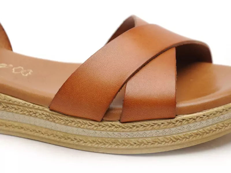  14749 Marron Sandales Plates Femme