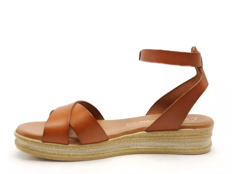  14749 Marron Sandales Plates Femme