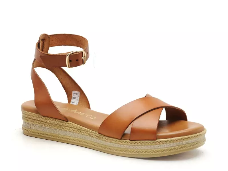  14749 Marron Sandales Plates Femme