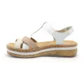 Rieker V0919 Blanc Sandales à Talons Femme