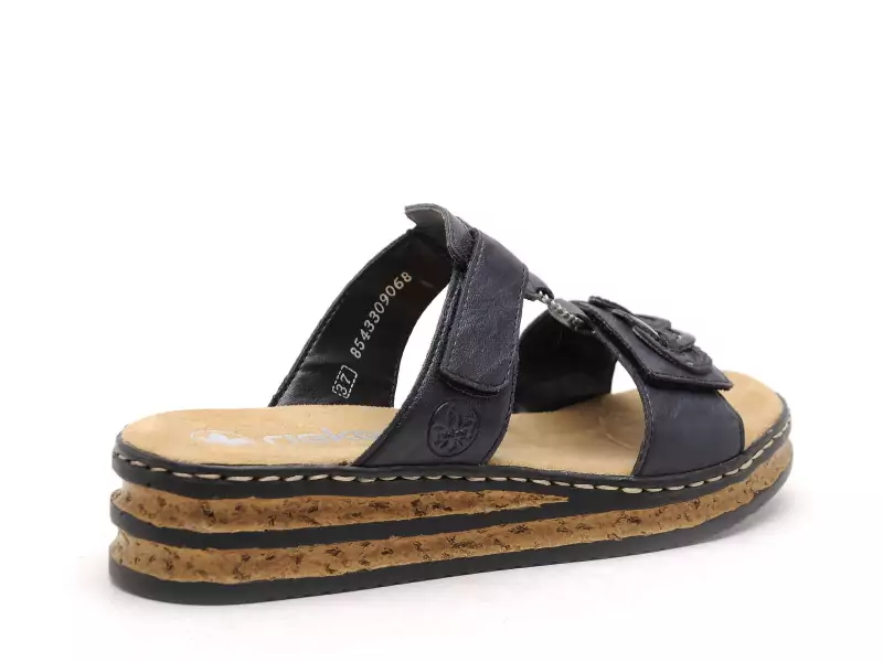 Rieker 62936 Bleu Mules et Sabots à Talons Femme