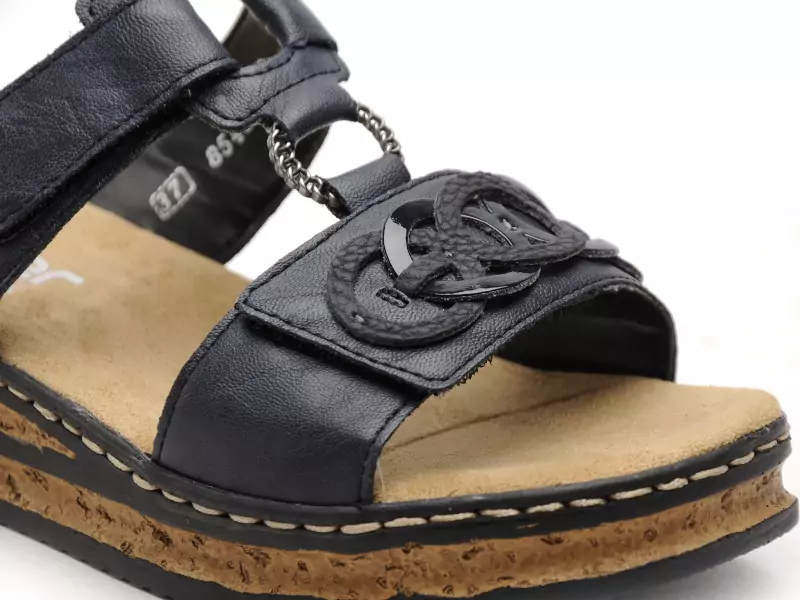 Rieker 62936 Bleu Mules et Sabots à Talons Femme