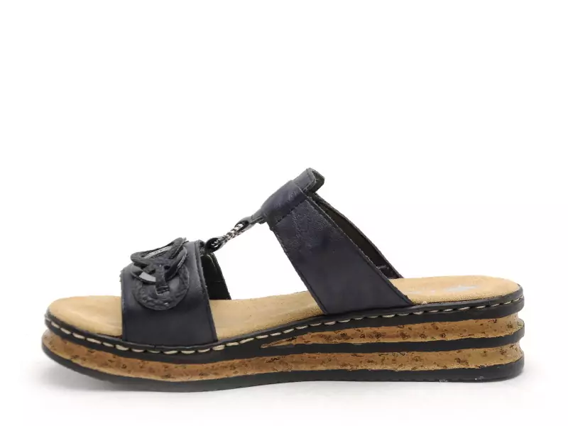 Rieker 62936 Bleu Mules et Sabots à Talons Femme