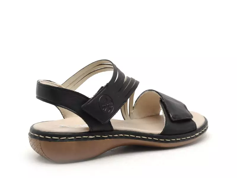 Rieker 65964 Noir Sandales Plates Femme