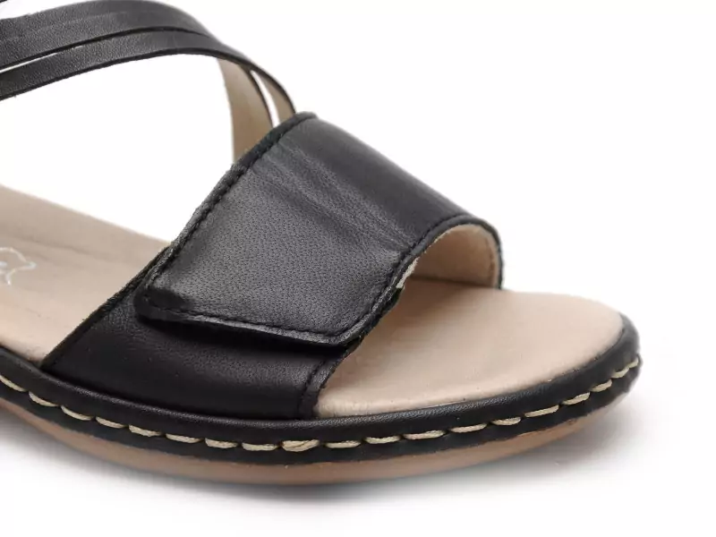 Rieker 65964 Noir Sandales Plates Femme