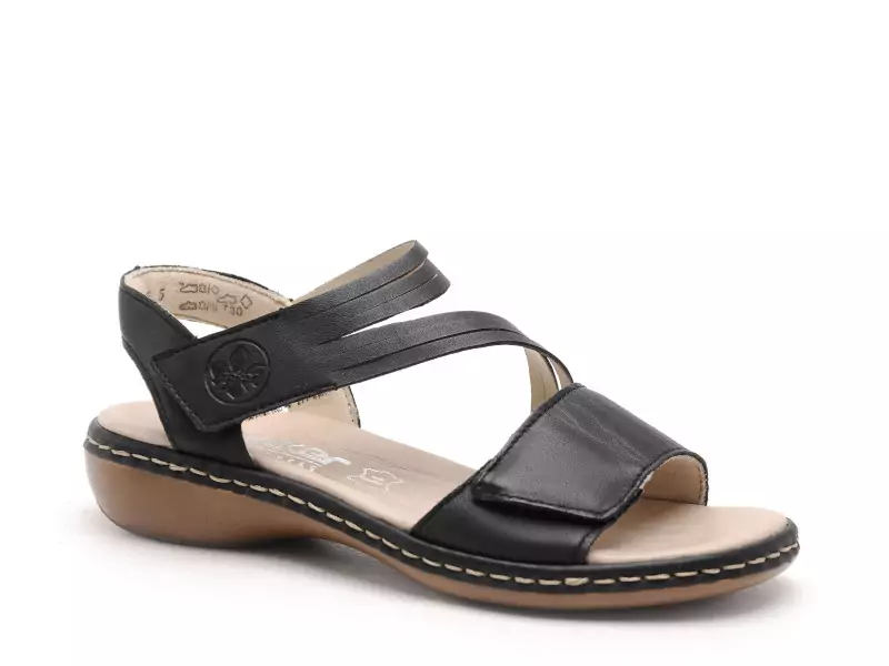 Rieker 65964 Noir Sandales Plates Femme