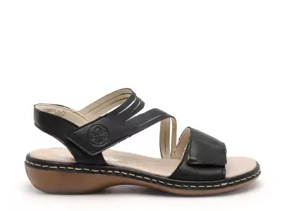 65964 Noir Sandales Plates Femme