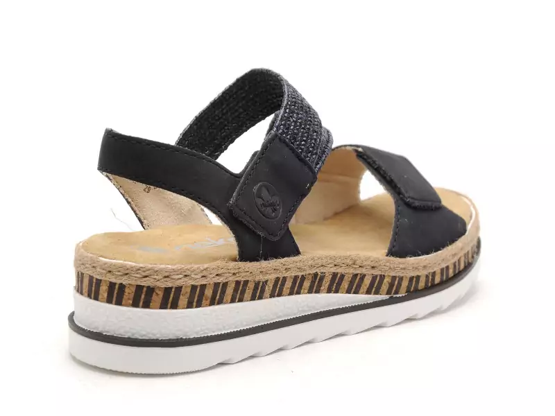 Rieker V7974 Bleu Sandales à Talons Femme