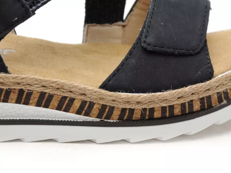 Rieker V7974 Bleu Sandales à Talons Femme