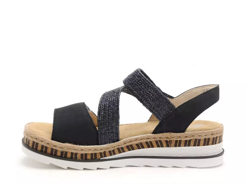 Rieker V7974 Bleu Sandales à Talons Femme