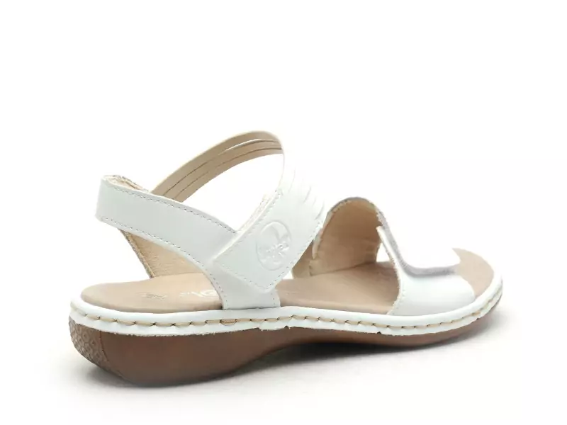 Rieker 65964 Blanc Sandales Plates Femme