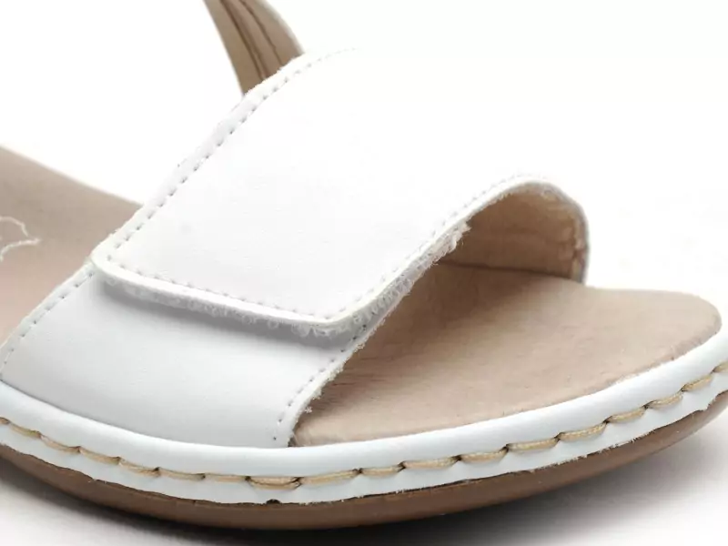 Rieker 65964 Blanc Sandales Plates Femme