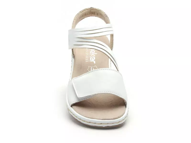 Rieker 65964 Blanc Sandales Plates Femme