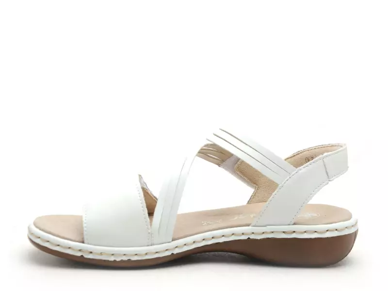 Rieker 65964 Blanc Sandales Plates Femme