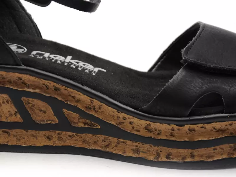 Rieker 68194 Noir Sandales à Talons Femme