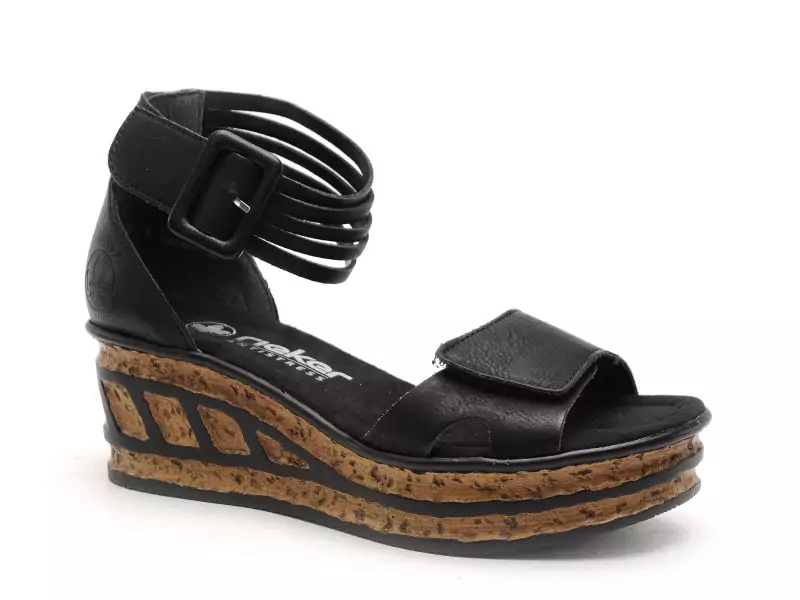 Rieker 68194 Noir Sandales à Talons Femme