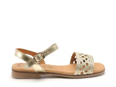 3089 Or Sandales Plates Femme