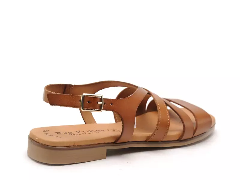 Eva Frutos 3060 Marron Sandales Plates Femme