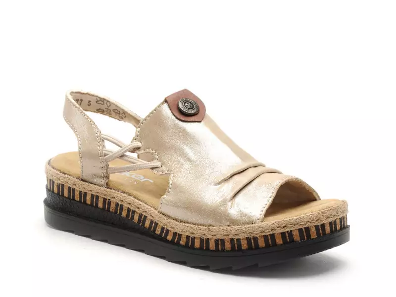 Rieker V7972 Or Sandales à Talons Femme