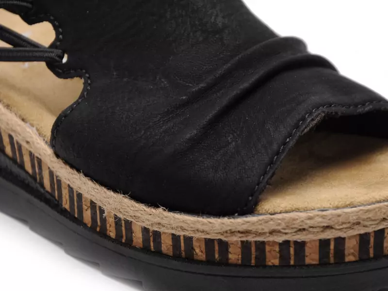 Rieker V7972 Noir Sandales à Talons Femme